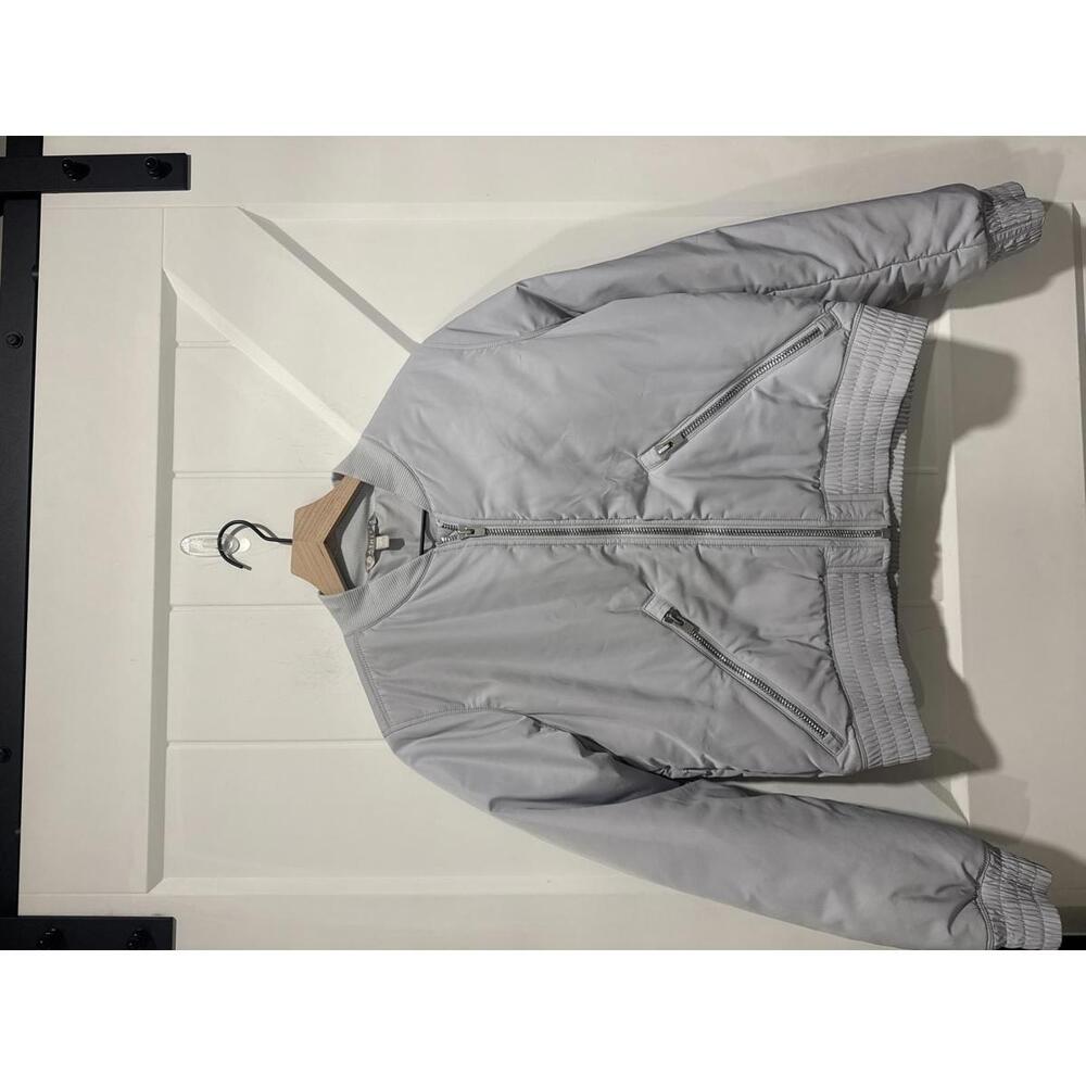 Athleta Women's Light Gray Sateen Bomber Jacket Size Small